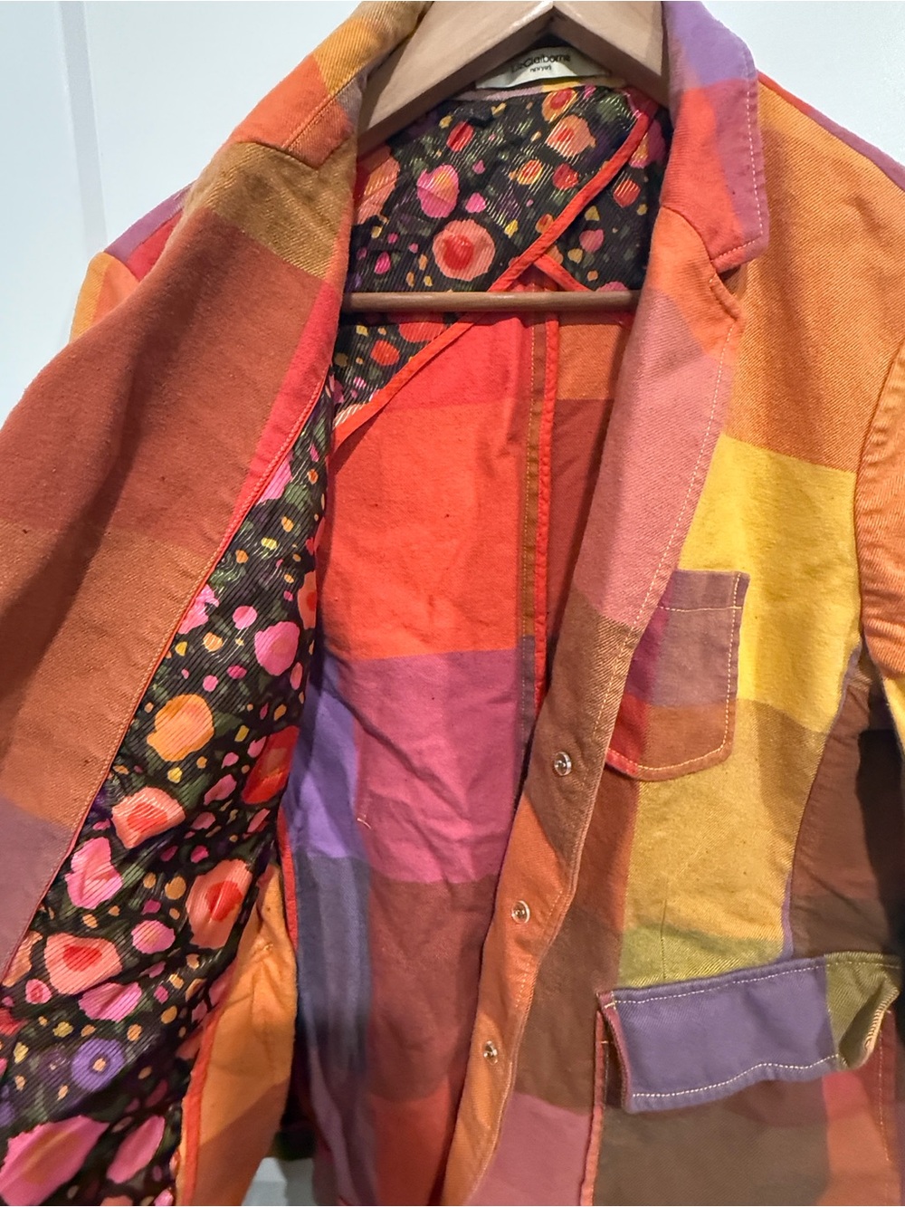 Colorblock Patchwork Cotton Blazer Jacket - Multi - Picture 2 of 7